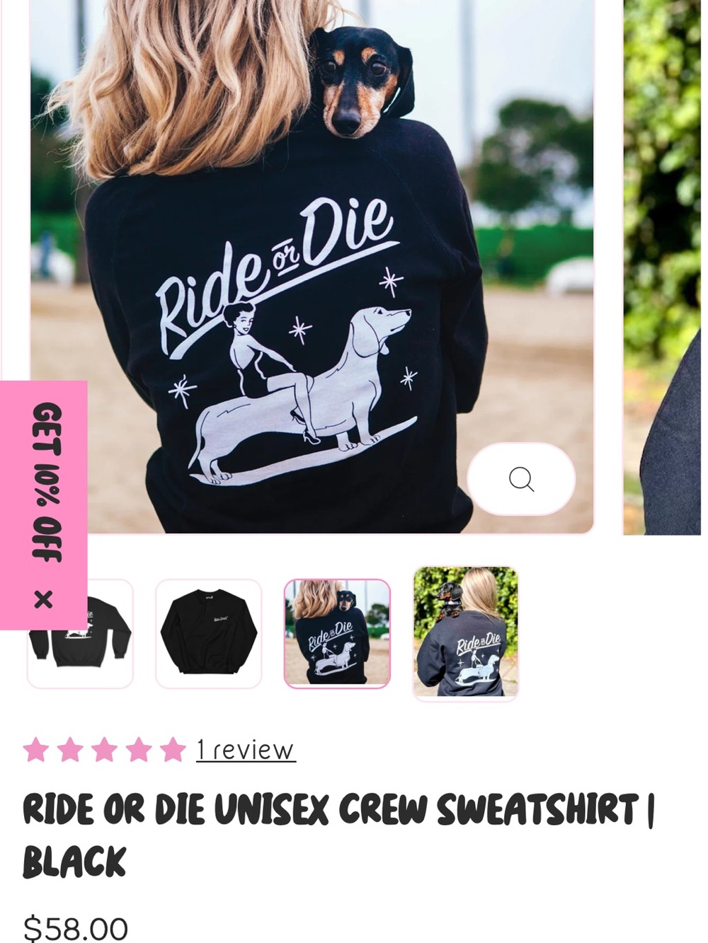 Ride or Die Black Dog Graphic Sweatshirt for Pets - Picture 5 of 6